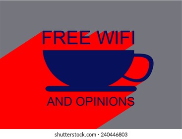 Free wifi area vector sign with coffee mug