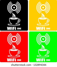 Free WiFi Available Here With Coffee Cup Icon