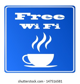 Free wifi available here with coffee sign, vector
