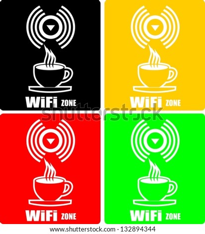 Free WiFi Available Here With Coffee Cup Icon