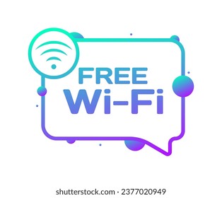 Free Wi-Fi bubble. Flat, purple, message bubble, free Wi-Fi sign. Vector icon