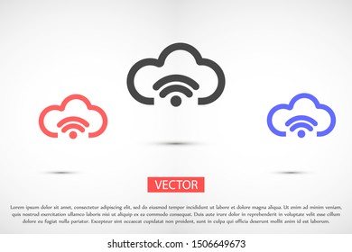 Free Wi-Fi cloud vector icon. Free Wi-Fi cloud Network symbol. 