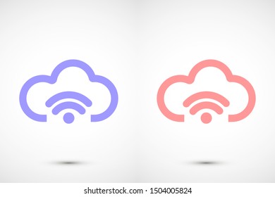 Free Wi-Fi cloud vector icon.Free Wi-Fi cloud Network symbol. Free Wi-Fi cloud wireless internet access Free Wi-Fi cloud vector icon.