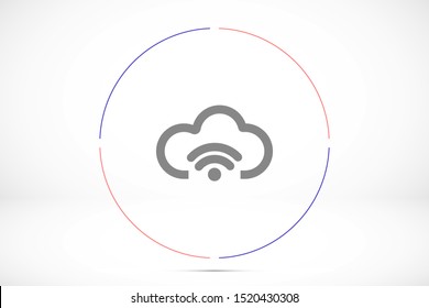 Free Wi-Fi cloud vector icon.Free Wi-Fi cloud Network symbol. Free Wi-Fi cloud wireless internet access Free Wi-Fi cloud vector icon.