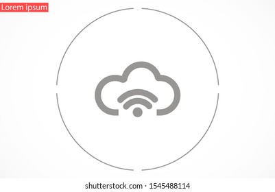 Free Wi-Fi cloud vector icon.Free Wi-Fi cloud Network symbol. Free Wi-Fi cloud wireless internet access Free Wi-Fi cloud vector icon.