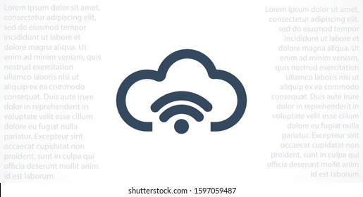Free Wi-Fi cloud vector icon.Free Wi-Fi cloud Network symbol. Free Wi-Fi cloud wireless internet access Free Wi-Fi cloud vector icon.