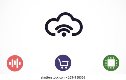 Free Wi-Fi cloud vector icon.Free Wi-Fi cloud Network symbol. Free Wi-Fi cloud wireless internet access Free Wi-Fi cloud vector icon.