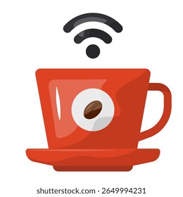 Free wifi. wifi, coffee, cafe, internet, hotspot, wireless, connection. Vector Icon Illustration