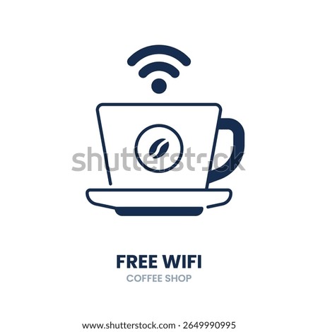 Free wifi. wifi, coffee, cafe, internet, hotspot, wireless, connection. Vector Icon Illustration