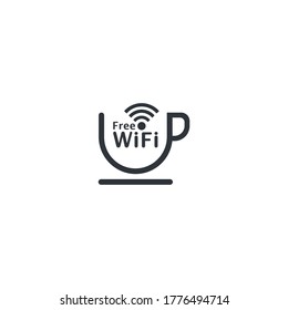 free wifi with coffee cup logo icon vector illustration