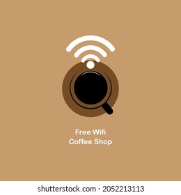 Free Wifi Coffee Shop. Vector Illustration.