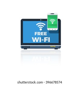 Free wifi connection for devices vector illustraiton icon