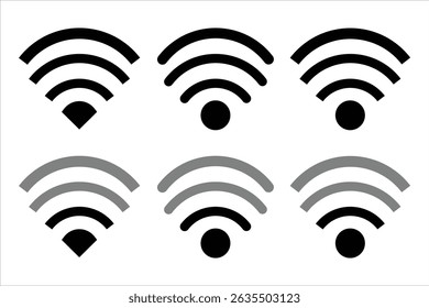 Conjunto de ícones de conexão wi-fi gratuita. Coleção de símbolos sem fio. conjunto de ícones de wi-fi grátis.