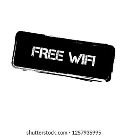 free wifi emblem, label, badge, logo, seal. grunge stamp
