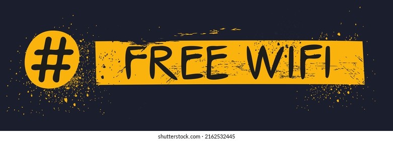 Free Wi-Fi hashtag text, Vector illustration.