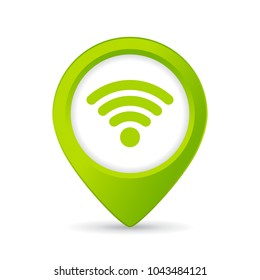 Free wifi here pin button illustration isolated on white background