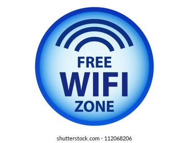 Free wifi here sign concept in blue circle