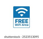 Free wifi icon blue color. Free wifi sign isolated icon. wi-fi network icon. signal sign and symbol. Public wifi area sign. Wifi icon wireless internet signal element flat symbol