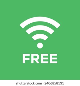 Free Wifi icon in flat style. Free electromagnetic wave, internet, wi-fi