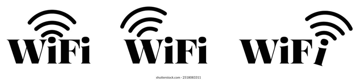 Free wifi icon logo set. Wireless internet connection icon. Wi-fi signal symbol.