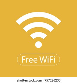 Free WiFi icon on yellow background, Vector illustration