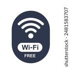 Free WiFi icon set symbol. Black color Vector wifi sign on white background. Wifi signal, public place, restaurant, access point, public Wi-Fi, Free Wi-Fi zone, Radio signal, wireless, password, label