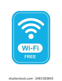 Free WiFi icon set symbol. Blue color Vector wifi sign on white background. Wifi signal, public place, restaurant, access point, public Wi-Fi, Free Wi-Fi zone, Radio signal, wireless, password, label