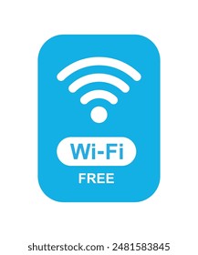 Free WiFi icon set symbol. Blue color Vector wifi sign on white background. Wifi signal, public place, restaurant, access point, public Wi-Fi, Free Wi-Fi zone, Radio signal, wireless, password, label