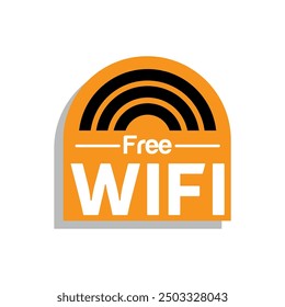 Free WiFi icon set symbol. Wifi signal, public place, restaurant, access point, public Wi-Fi, Free Wi-Fi zone, Radio signal, wireless, password, label. Eps10 vector illustration.