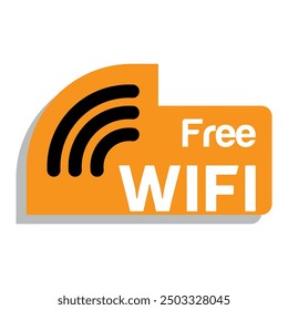 Free WiFi icon set symbol. Wifi signal, public place, restaurant, access point, public Wi-Fi, Free Wi-Fi zone, Radio signal, wireless, password, label. Eps10 vector illustration.