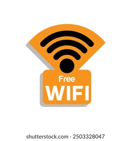 Free WiFi icon set symbol. Wifi signal, public place, restaurant, access point, public Wi-Fi, Free Wi-Fi zone, Radio signal, wireless, password, label. Eps10 vector illustration.