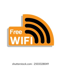 Free WiFi icon set symbol. Wifi signal, public place, restaurant, access point, public Wi-Fi, Free Wi-Fi zone, Radio signal, wireless, password, label. Eps10 vector illustration.