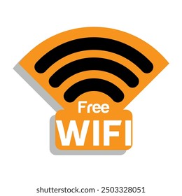 Free WiFi icon set symbol. Wifi signal, public place, restaurant, access point, public Wi-Fi, Free Wi-Fi zone, Radio signal, wireless, password, label. Eps10 vector illustration.