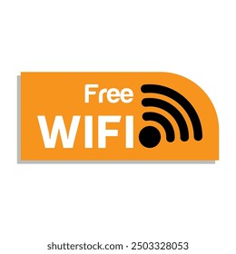 Free WiFi icon set symbol. Wifi signal, public place, restaurant, access point, public Wi-Fi, Free Wi-Fi zone, Radio signal, wireless, password, label. Eps10 vector illustration.