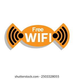 Free WiFi icon set symbol. Wifi signal, public place, restaurant, access point, public Wi-Fi, Free Wi-Fi zone, Radio signal, wireless, password, label. Eps10 vector illustration.