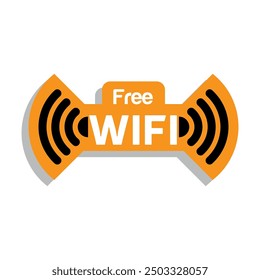 Free WiFi icon set symbol. Wifi signal, public place, restaurant, access point, public Wi-Fi, Free Wi-Fi zone, Radio signal, wireless, password, label. Eps10 vector illustration.