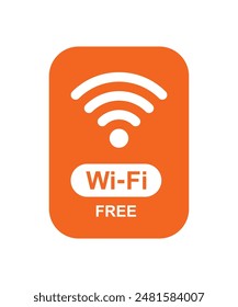 Free WiFi icon set symbol.Orange color Vector wifi sign on white background. Wifi signal, public place, restaurant, access point, public Wi-Fi, Free Wi-Fi zone, Radio signal, wireless, password, label