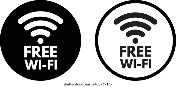 Kostenloses WiFi-Symbol in zwei Stilen einzeln auf weißem Hintergrund. Wireless-Hotspot-Schild 
