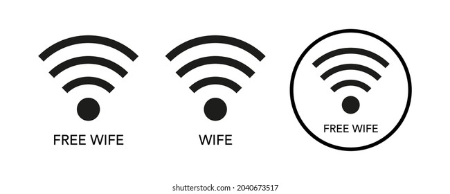 Free wifi icon set. Wi-Fi. Vector graphics in flat style.