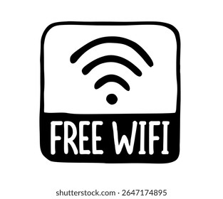 Símbolo Wi-Fi gratuito Símbolo Quadrado Mão desenhado selo de conexão