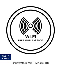 Free WiFi icon symbol. Vector wifi sign with a wave signal icon on a white background.