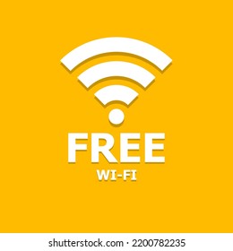 Free Wi-Fi icon symbol. Vector wi-fi sign with wave signal icon on orange background