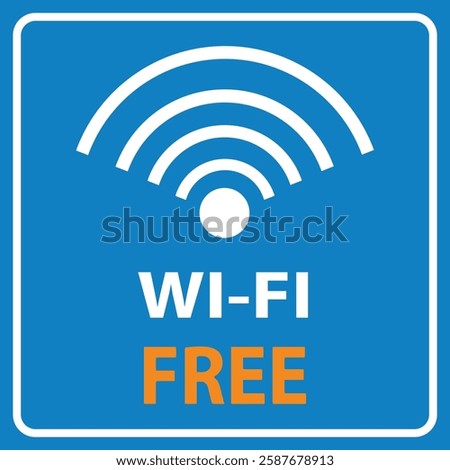 Free WiFi icon symbol. Vector wifi sign with a wave signal icon on a blue background. vector, illustration