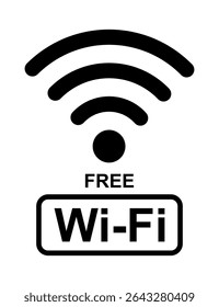 ICON livre ilustração vetorial, sinal de conectividade Wi-Fi sem fio, símbolos de sinal Wi-Fi e um sinal de conexão à Internet isolado, Conjunto de ícones sem fio, rede disponível, Vetor de ícone de sinal de Internet.