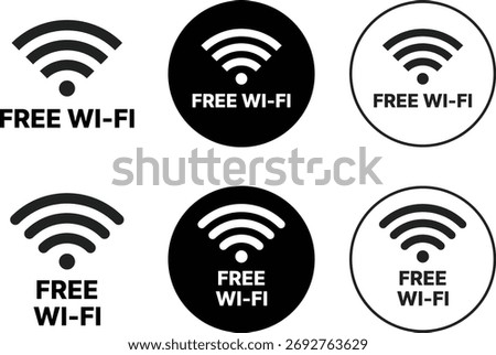 Free wifi icon. Wireless internet Wi Fi icons. Wireless hotspot network sign. Wifi hotspot sign for digital communication
