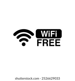 Free wifi icon. Wireless symbol. Free wifi illustration isolated on white background. Free wifi symbol illustration element design for use in banners, flyers and other design needs