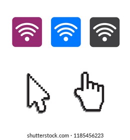Free wi-fi icons and wifi applications and Hand arrow web cursor vector