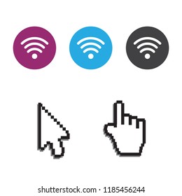 Free wi-fi icons and wifi applications and Hand arrow web cursor vector