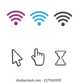 Free wi-fi icons and wifi applications and Mouse computer cursor