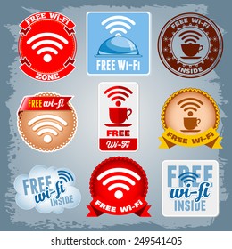 Free Wi-Fi icons set for cafes and public places
